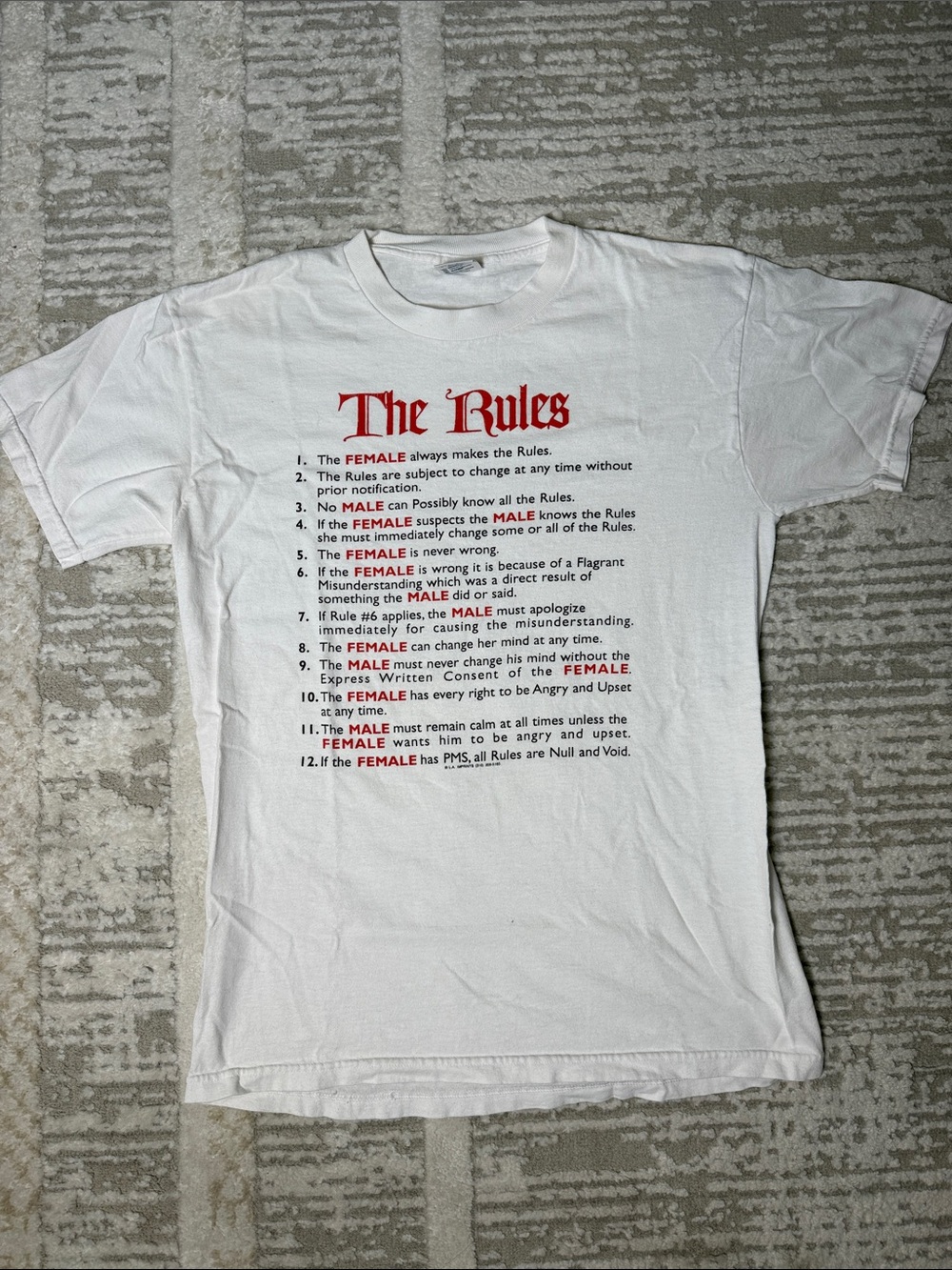 The Rules Graphic Tee - White - Size Medium